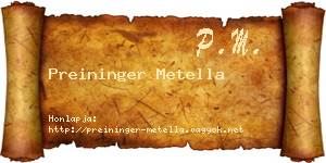 Preininger Metella névjegykártya